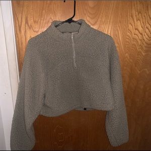 Cropped teddy sweater